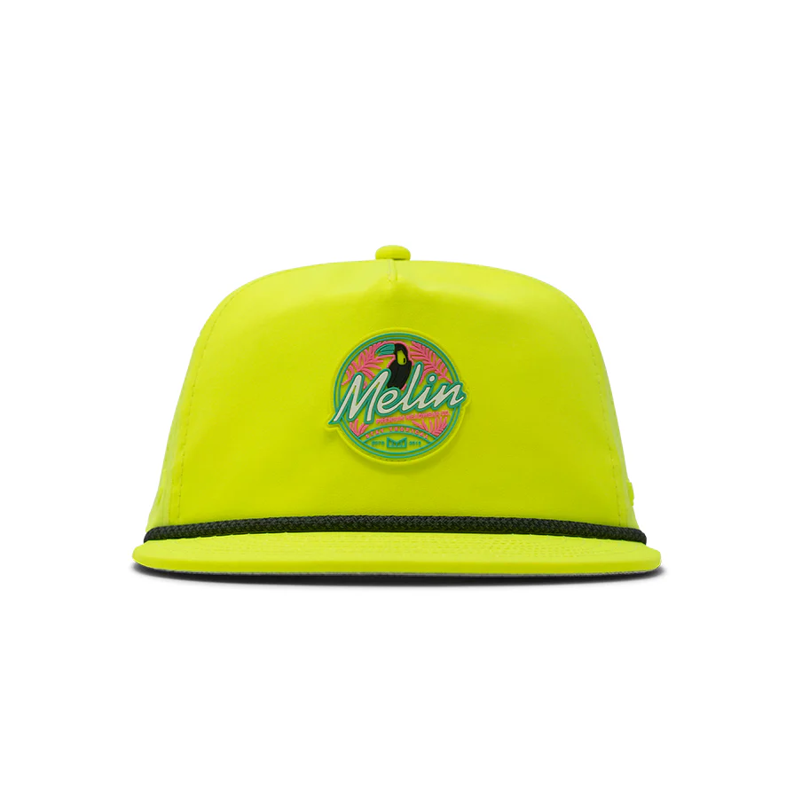 Melin Coronado Tropics Toucan Logo Snapback Rope Hat in Neon Yellow